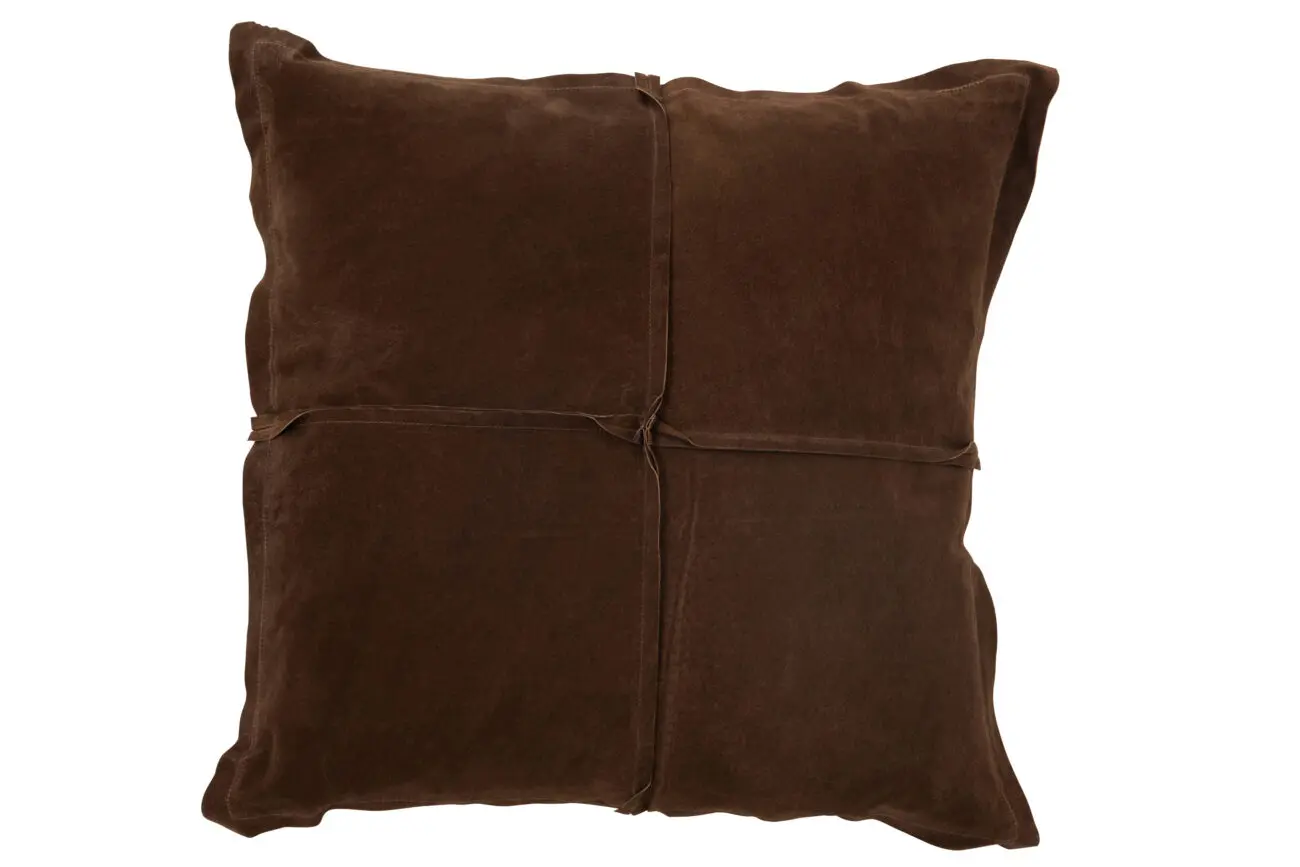 COUSSIN CARRE MARRON CUIR/LIN COUSSIN CARRE MARRON CUIR/LIN