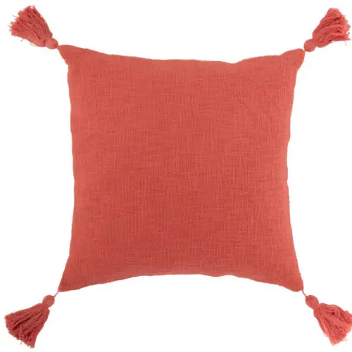 COUSSIN CROCHETE POMPONS COTON ROSE