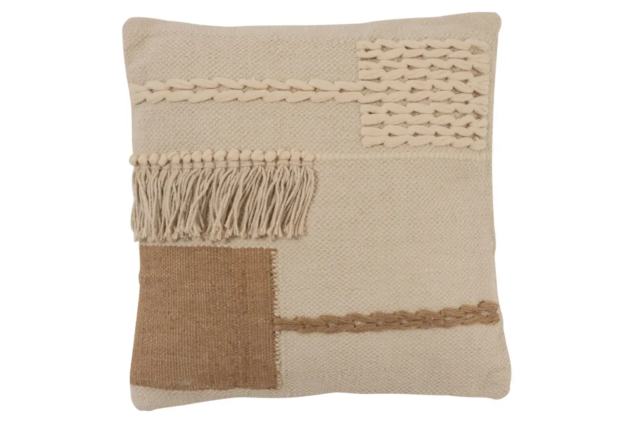 COUSSIN FRANGES CARRE COTON BEIGE