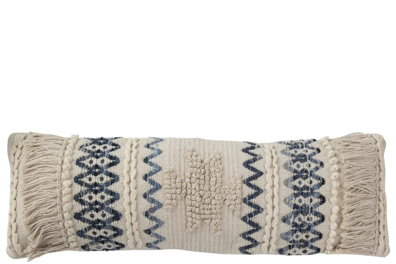 COUSSIN DENIM RECTANGULAIRE COTON BLEU/BLANC