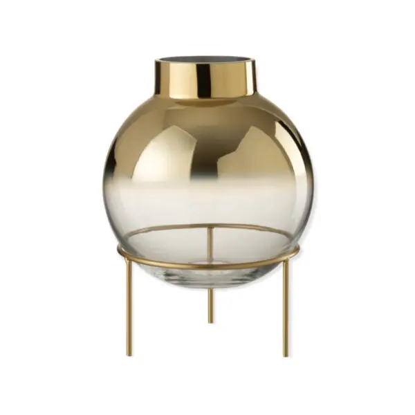 VASE BOULE SUR PIED VERRE OR/TRANSPARENT