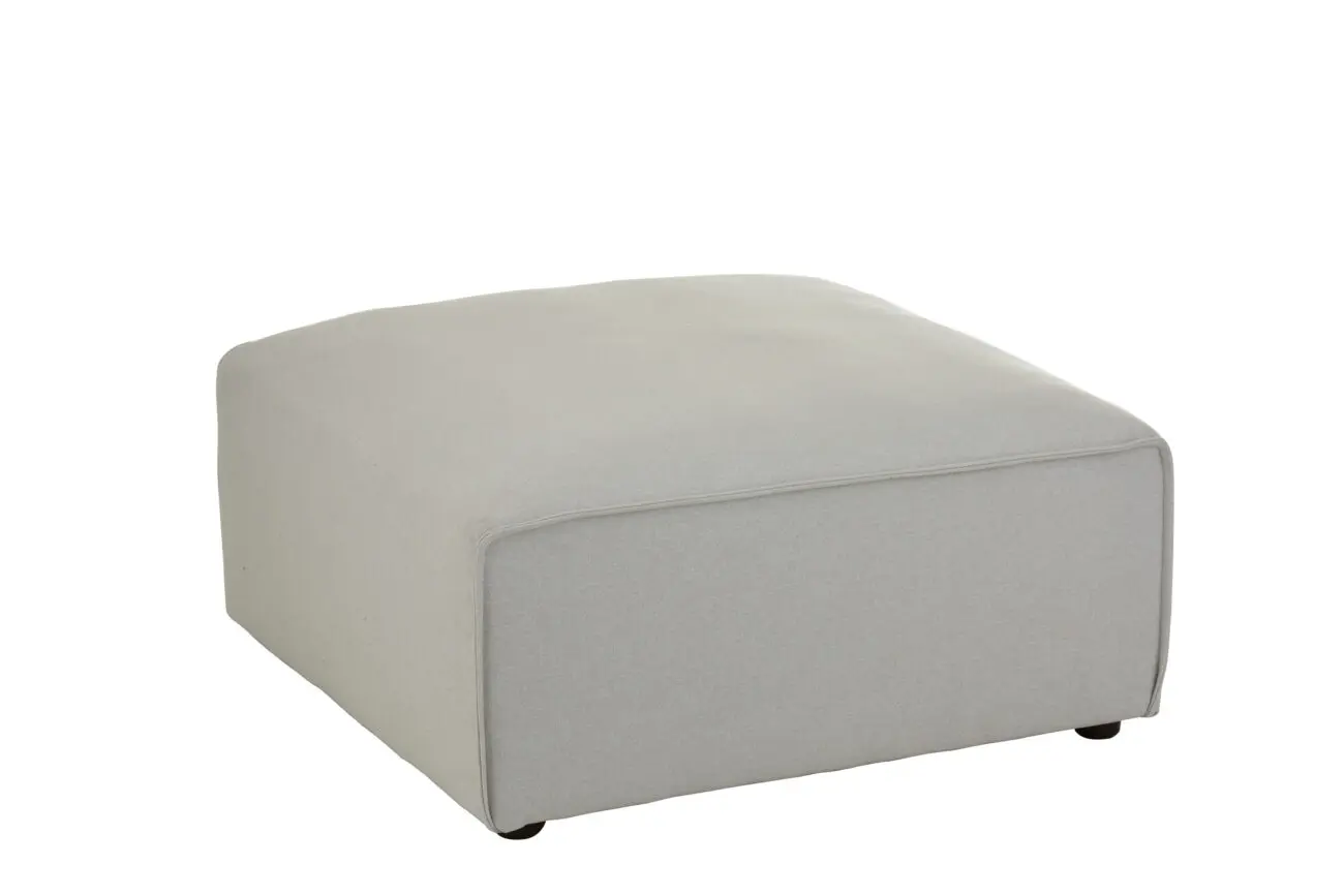 POUF/COIN CARRE TEXTILE/BOIS GRIS CLAIR