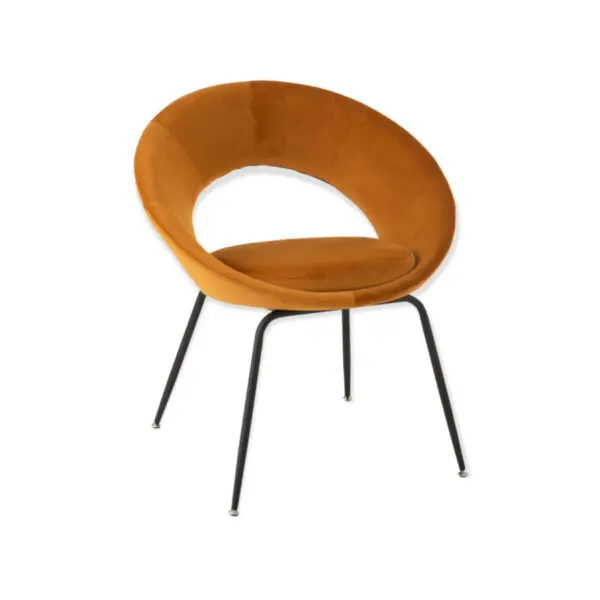 Chaise ronde velours ocre
