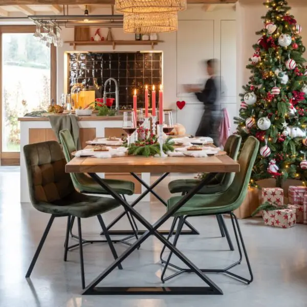 superbe table salle à manger avec chaises salle à manger velours kaki