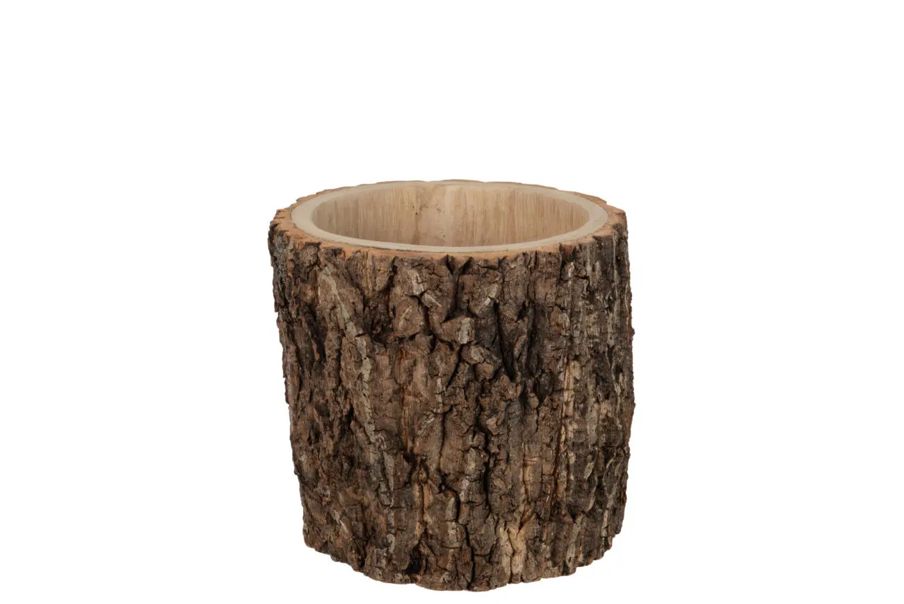 CACHEPOT ROND PAULOWNIA ECORCE MARRON MEDIUM