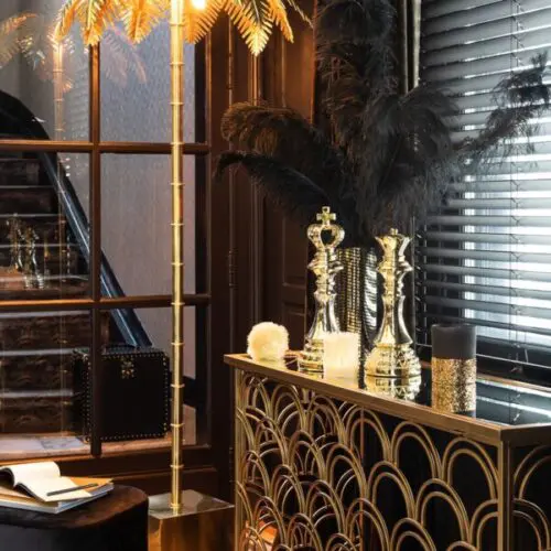 Lampadaire salon design Lampadaire Feuilles de coco - Acier - or