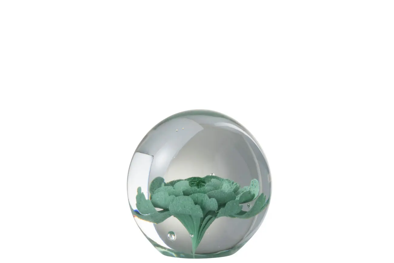 PRESSE PAPIER FLEURS VERRE MENTHE SMALL