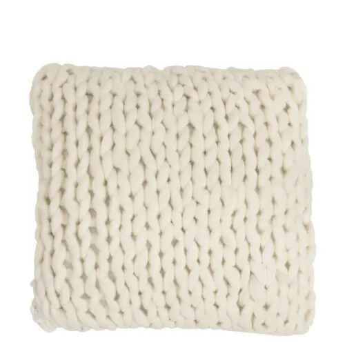 COUSSIN TRICOTE CARRE ACRYLIQUE BLANC