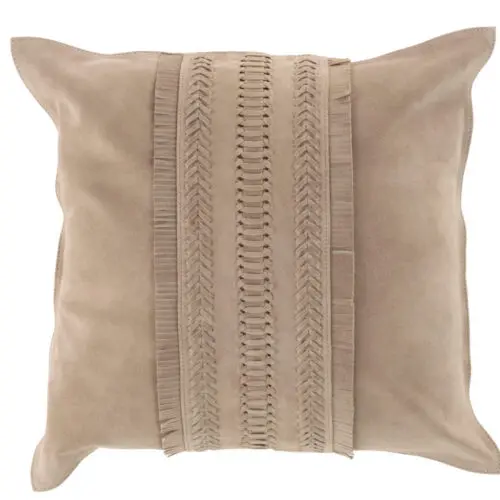 COUSSIN BORD CARRE CUIR GRIS CLAIR