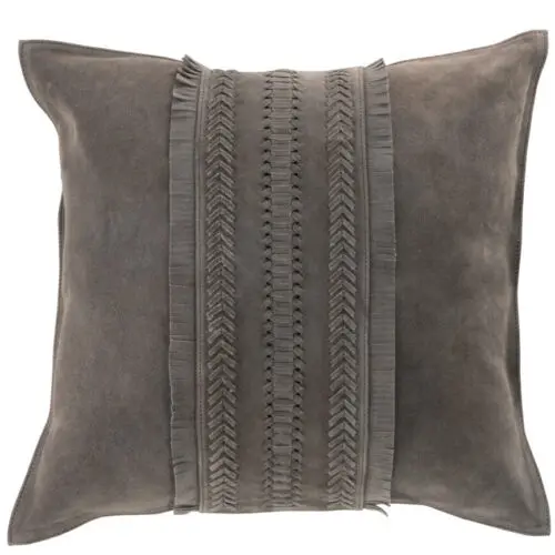 COUSSIN BORD CARRE CUIR GRIS