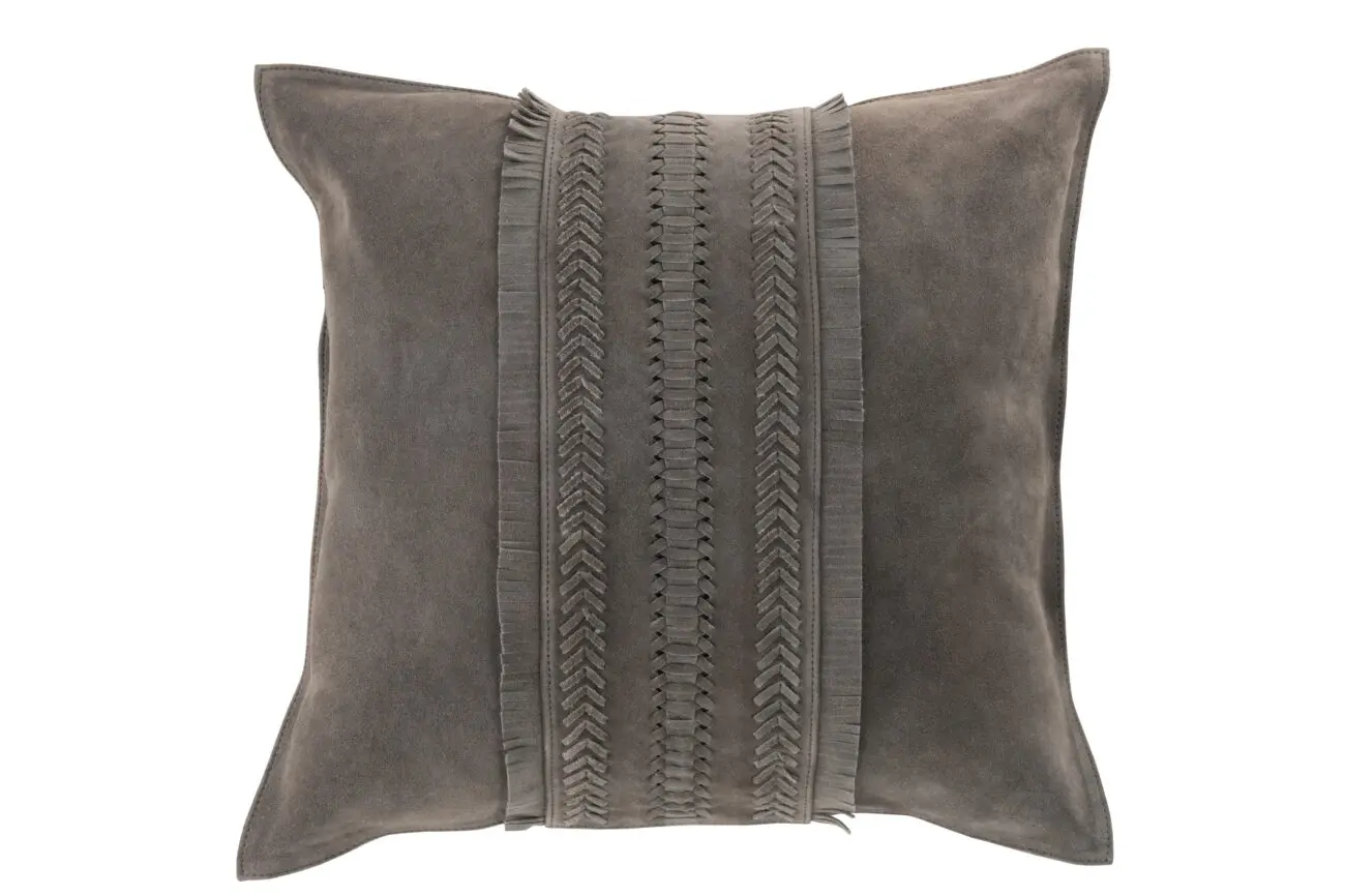 COUSSIN BORD CARRE CUIR GRIS COUSSIN BORD CARRE CUIR GRIS