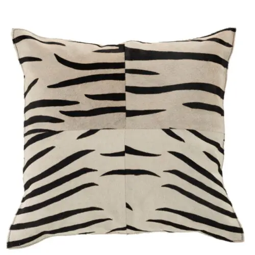 Coussin COUSSIN ZEBRE CARRE CUIR NOIR/BLANC