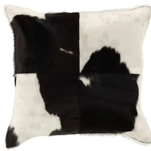 Coussin Coussin Vache carré - Cuir - Noir/blanc 42x40
