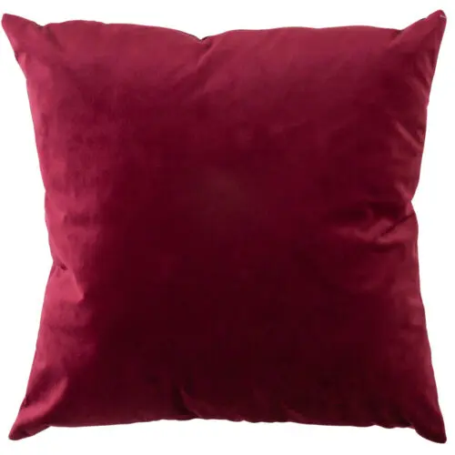 Coussin COUSSIN CARRE VELOURS ROUGE/BORDEAUX
