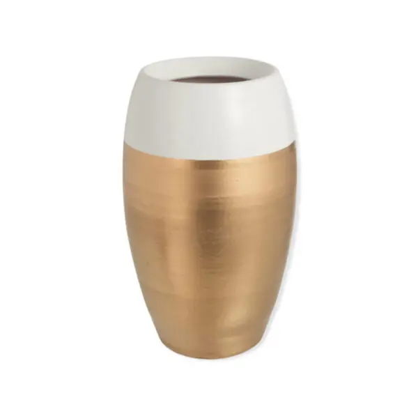 Vase bord Cali - Terre cuite - Blanc/or - L