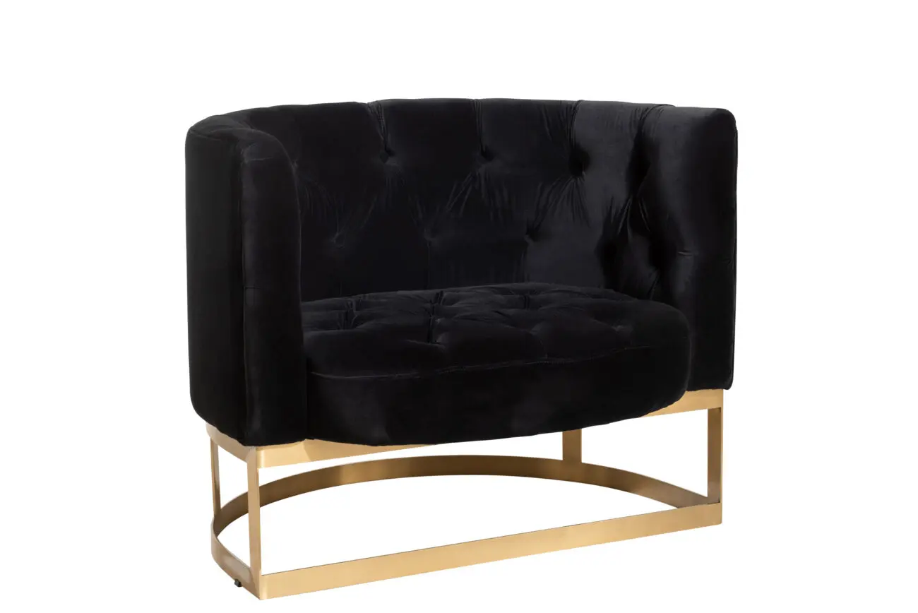 fauteuil capitonné en velours Wilson anthracite J-line by Jolipa