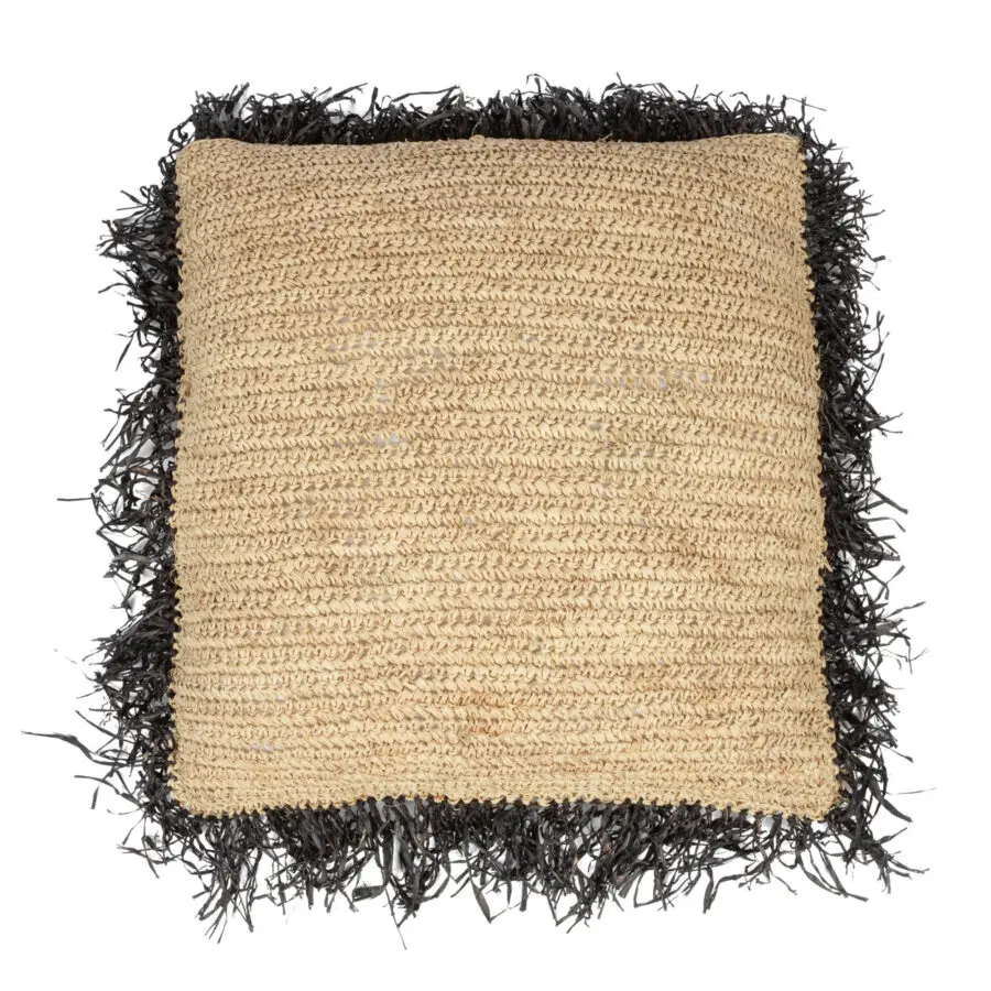 La Housse De Coussin En Raffia - Naturel Noir - 60x60