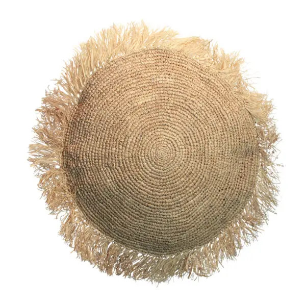 La Housse De Coussin En Raffia - Ronde - Naturel - 60x60