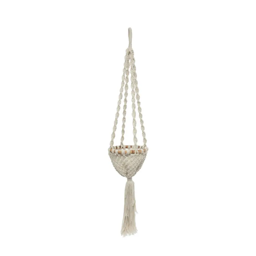 Le Porte-plante En Macramé Twisted - Blanc Naturel - S