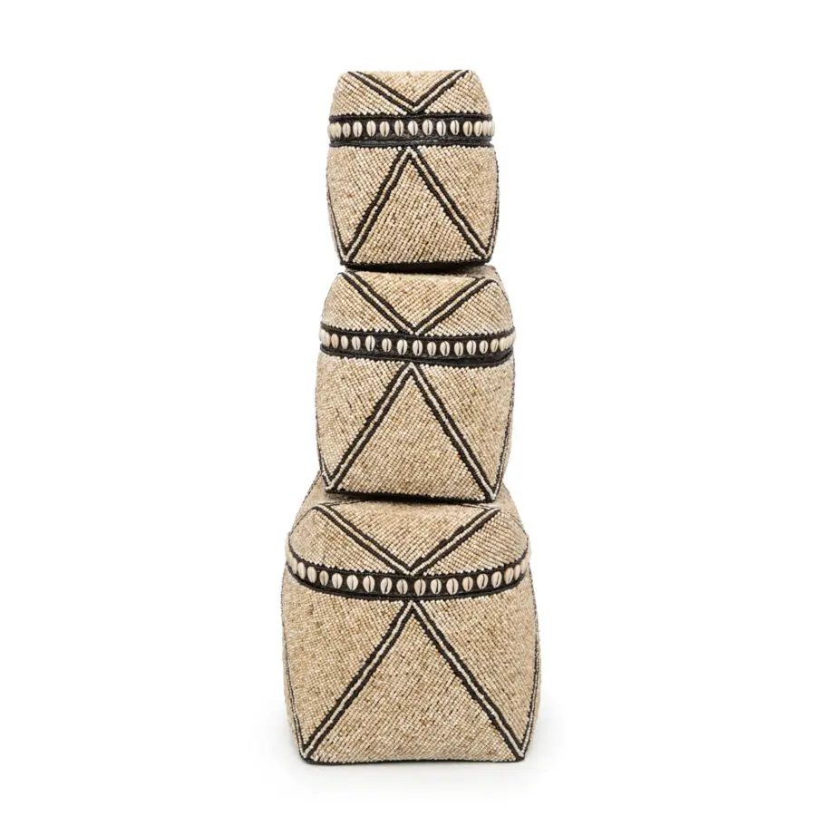 Les Paniers En Perlés Jagged - Noir Naturel - Lot De 3