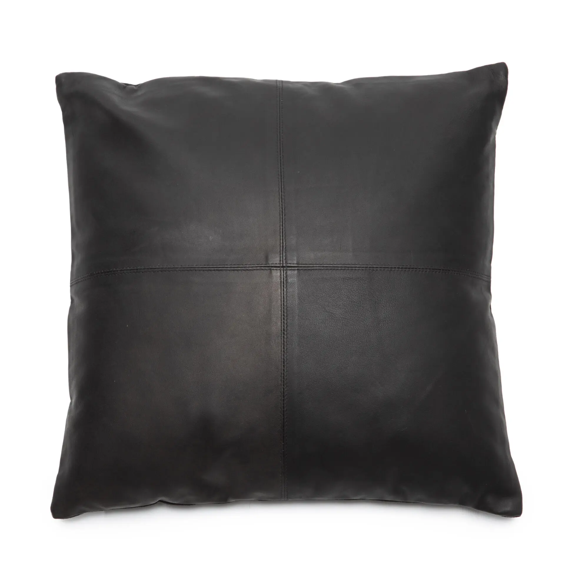 La Housse De Coussin Four Leather Panel - Noir - 60x60