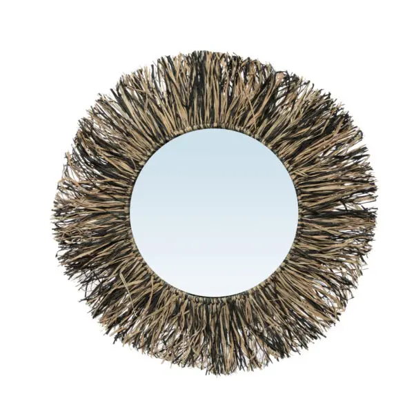 Miroir Le Miroir Raffia Fringe - Naturel Noir - M