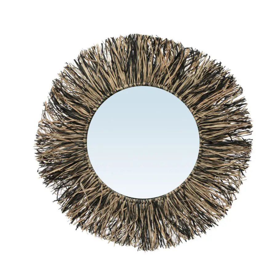 Le Miroir Raffia Fringe - Naturel Noir - M