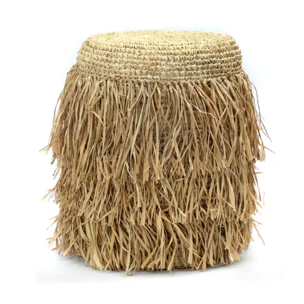 Le Tabouret Shaggy En Raffia - Rond
