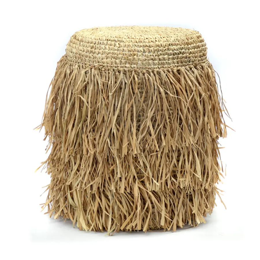 Le Tabouret Shaggy En Raffia - Rond