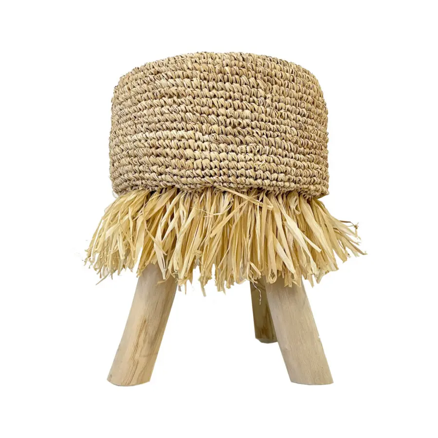 Le Tabouret En Raffia Frangé