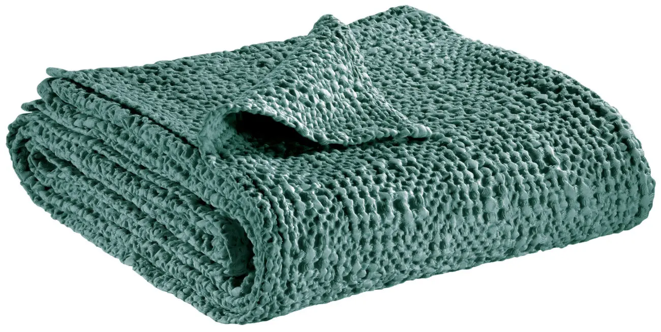 Plaid stonewashed Tana Vert de gris 140 x 200