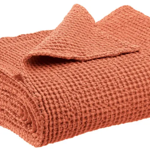 Plaid stonewashed Maia Citrouille 140 x 200