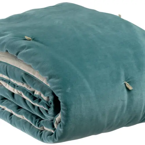 Plaid points noués Elise Vert de gris 140 x 200