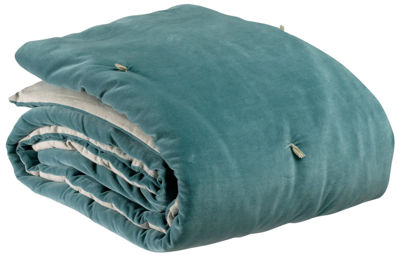 Plaid points noués Elise Vert de gris 140 x 200