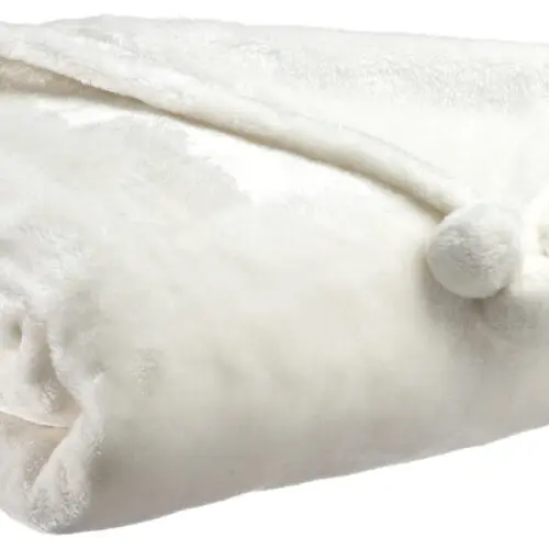 Plaid Tender pompons Neige 130 x 170