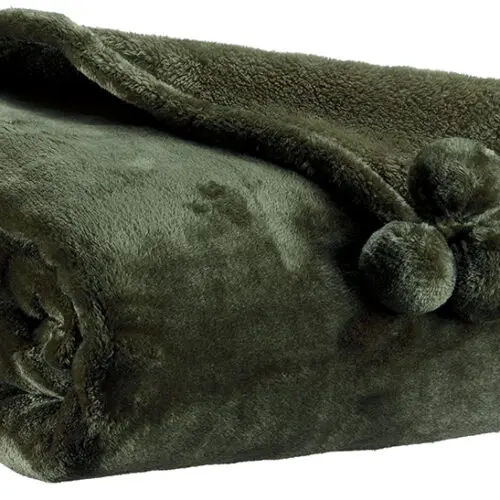 Plaid Tender pompons Fougère 130 x 170