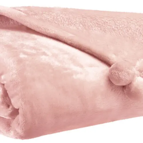 Plaid Tender Pompons Aubepine 130 x 170