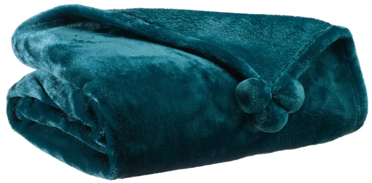 Plaid Tender pompons Paon 130 x 170