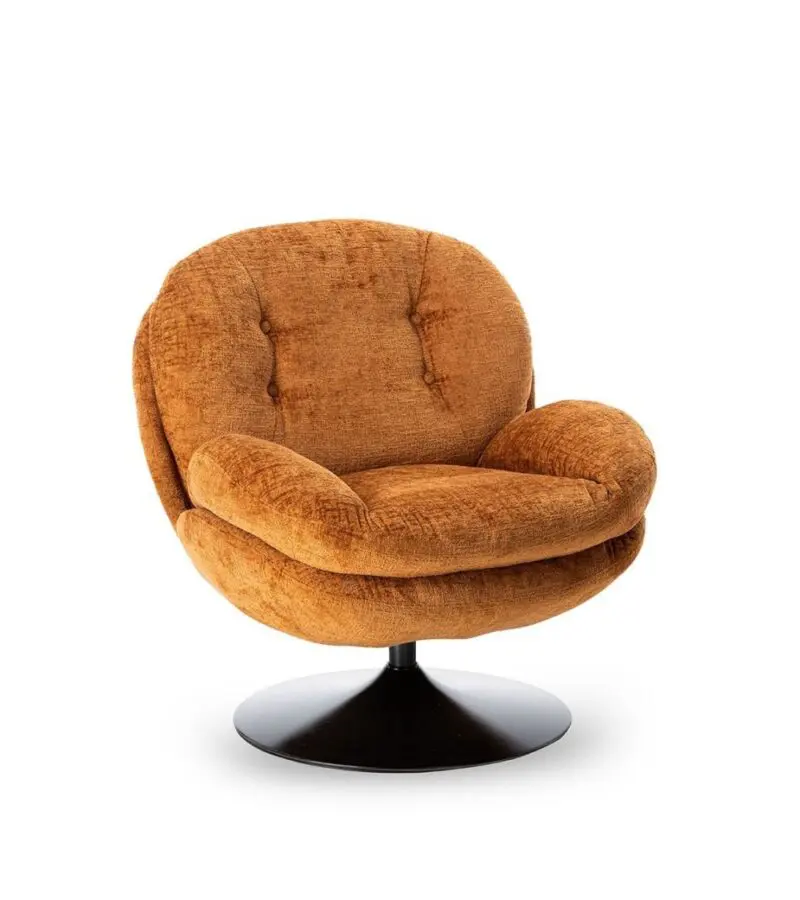 Fauteuil Memento pivotant vert mousse chiné Athezza Fauteuil Memento Orange Brûlé pied noir