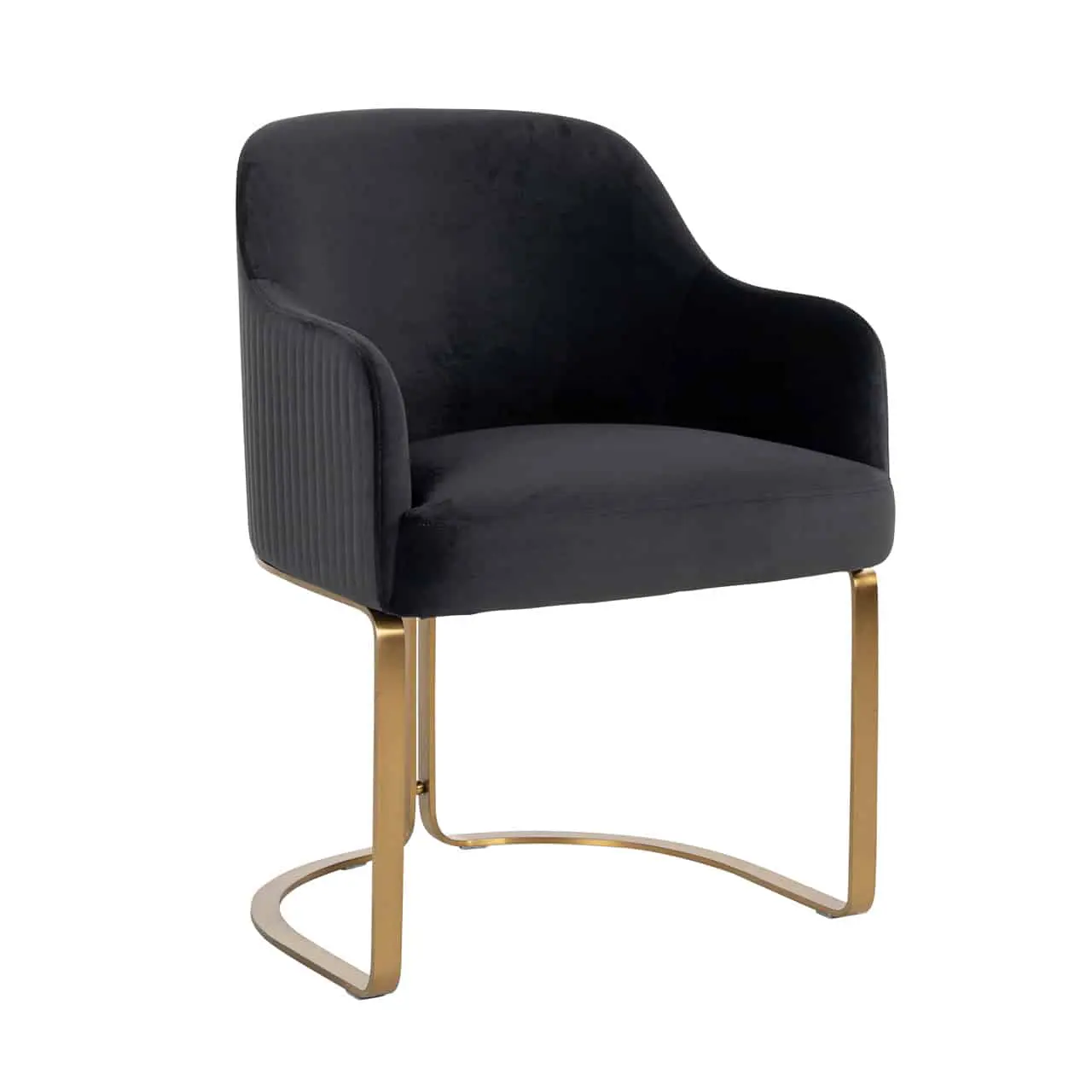 Chaise Hadley anthracite Richmond Interiors velours - pieds or brossé