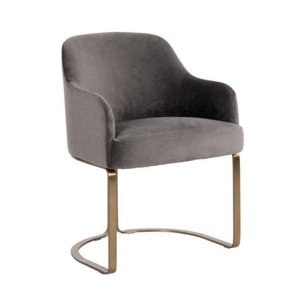 Chaise Hadley stone Richmond Interiors velours - pieds or brossé