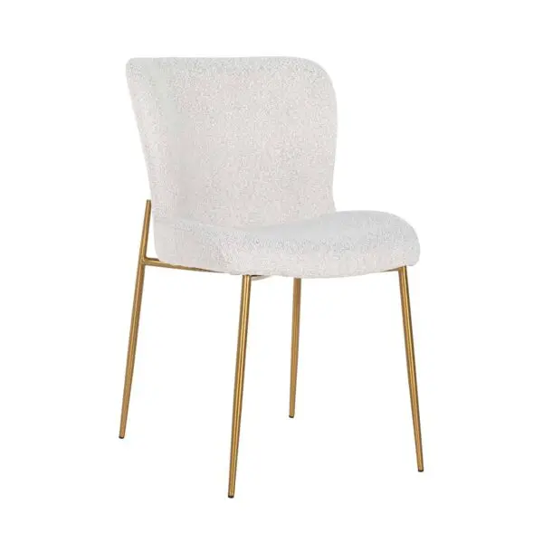 Promotions Chaise Odessa blanc bouclé Richmond Interiors - pieds or brossé