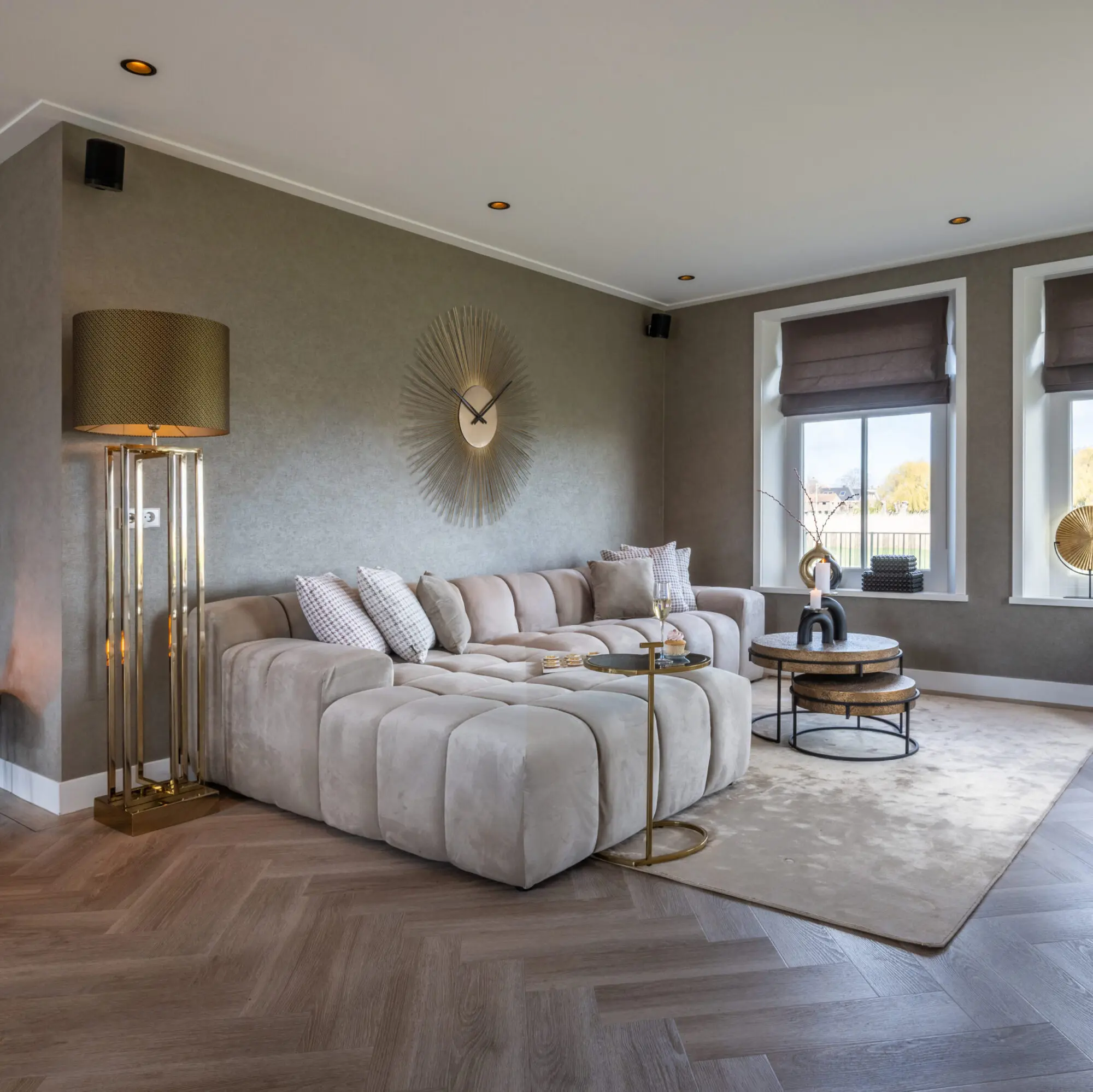 canapé d'angle kaki canapé d'angle Richmond interiors canapé d'angle Cube kaki Richmond Interiors