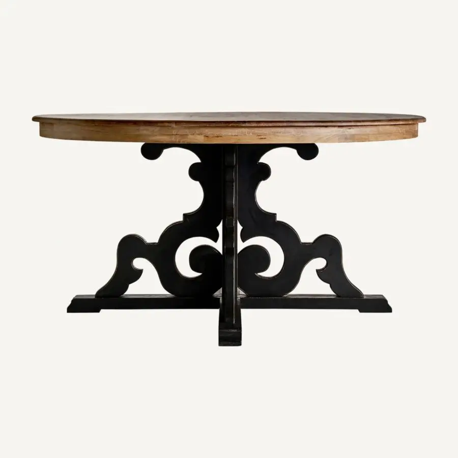 table salle à manguier en bois massif de manguier avec pied noir collection Laon de chez Vical