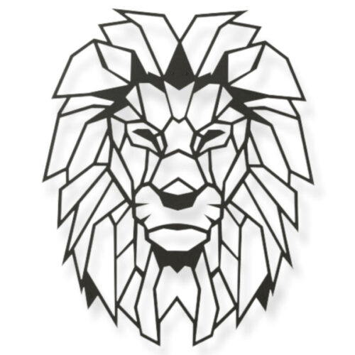 décoration murale lion en métal noir j-line jolipa