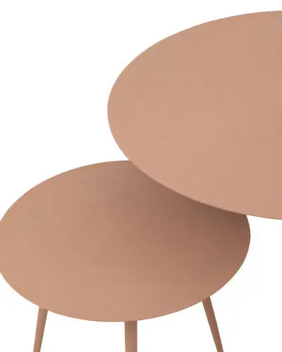set de 3 tables gigognes acier vieux rose image zoomé J-line Jolipa