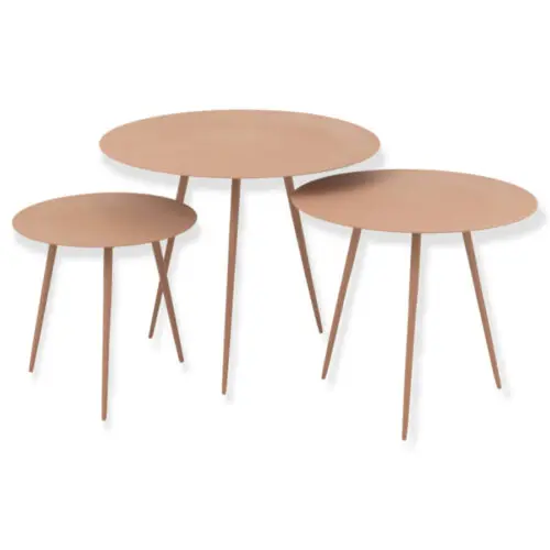 Set de 3 tables gigognes en acier vieux rose J-line Jolipa