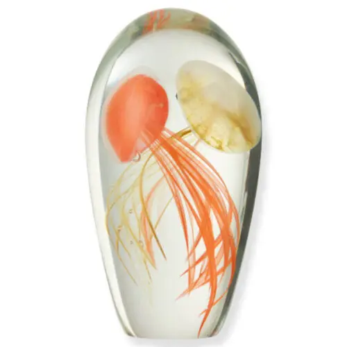 Presse-papier 2 méduses orange/jaune en verre J-line Jolipa