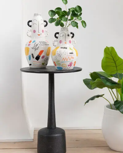 Table de salon anneaux noir J-line Jolipa table appoint noir table de salon noire