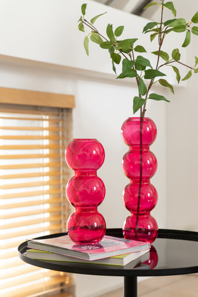 vase rose foncé boules en verre J-line Jolipa